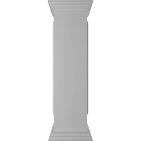 Ekena Millwork 12"W x 48"H Straight Newel Post with Panel, Flat Capital & Base Trim (Installation kit included) NWL12X48SPF0B0